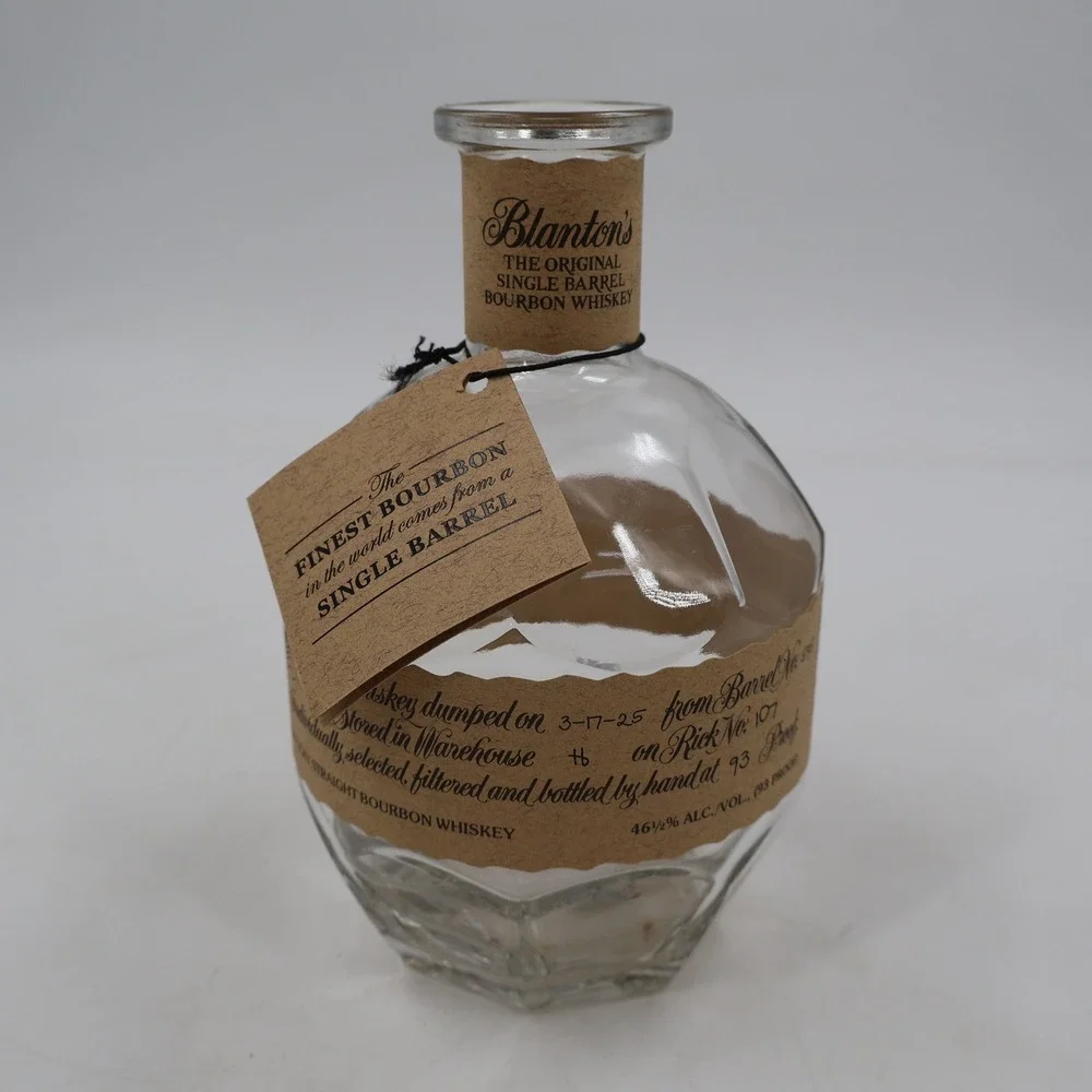 Blanton's Empty Bourbon Bottle 750ml Clear Faceted Glass Rick 107 Barrel 595